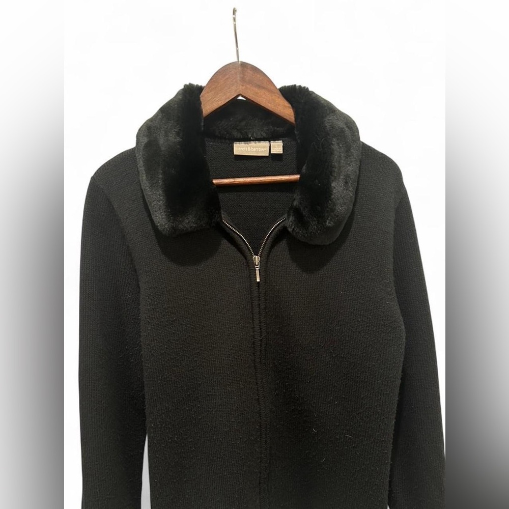 🖤 Chic Noir Faux Fur Collar Zip-Up Cardigan 🖤